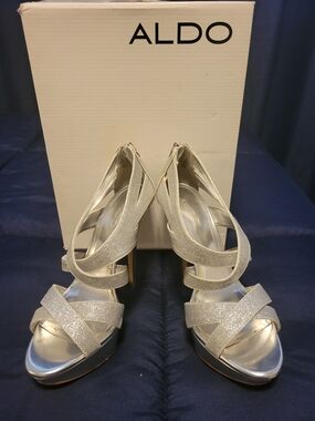 ALDO Silver Strappy High Heel Sandals